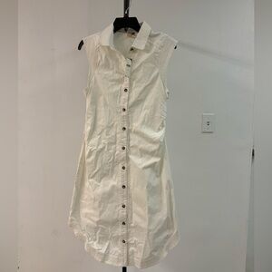 Anthropologie Pilcro Off White Sleeveless Button-Front White Shirt Dress NWT